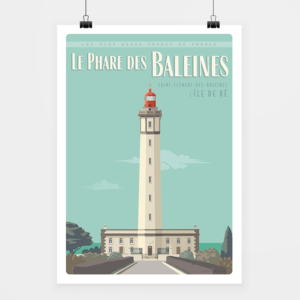 Affiche touristique avec l'illustration Phare des Baleines