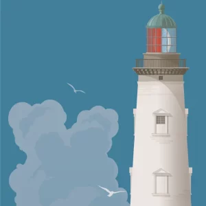 Gros plan de l'illustration Phare de Cordouan Bleu foncé