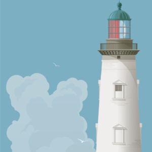 Gros plan de l'illustration Phare de Cordouan Bleu clair