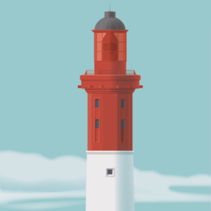 Gros plan de l'illustration Phare du Cap Ferret - Bleu