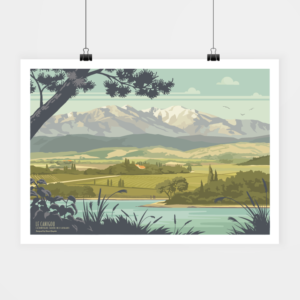 Affiche touristique avec l'illustration Canigou Panoramique