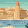 Gros plan de l'illustration Collioure La baie