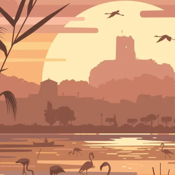 Gros plan de l'illustration Gruissan Sunset
