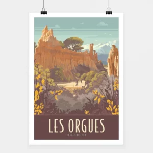 Affiche touristique avec l'illustration Les Orgues