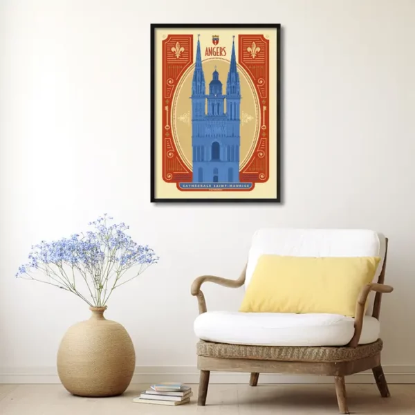 Décor avec l'affiche encadrée Angers Cathédrale