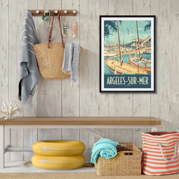 Décor avec l'affiche encadrée Argeles Le port