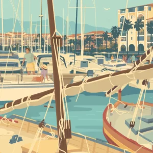 Gros plan de l'illustration Argelès Le port