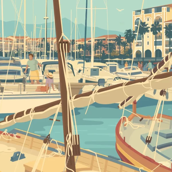 Gros plan de l'illustration Argelès Le port