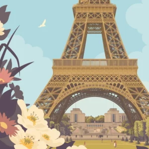 Gros plan de l'illustration Paris Tour Eiffel