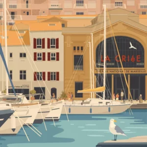 Gros plan de l'illustration Marseille Vieux-Port