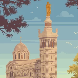 Gros plan de l'illustration Marseille La Bonne Mère